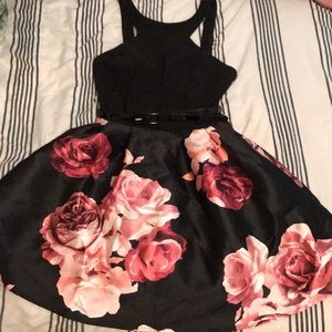 Pink and black floral dress